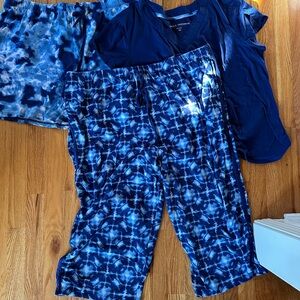 Midnight by Carole Hochman Blue and White Tie-Dye Pajama Set